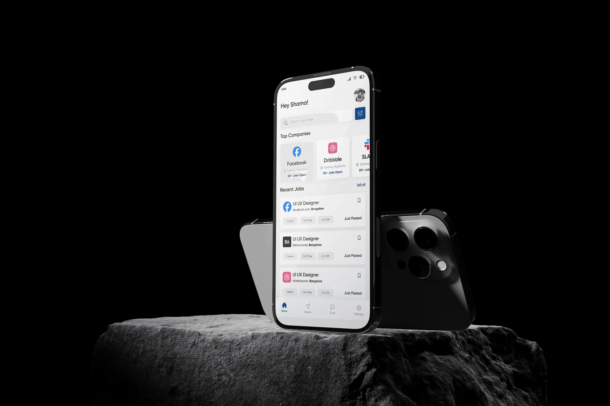 Job listings on a phone