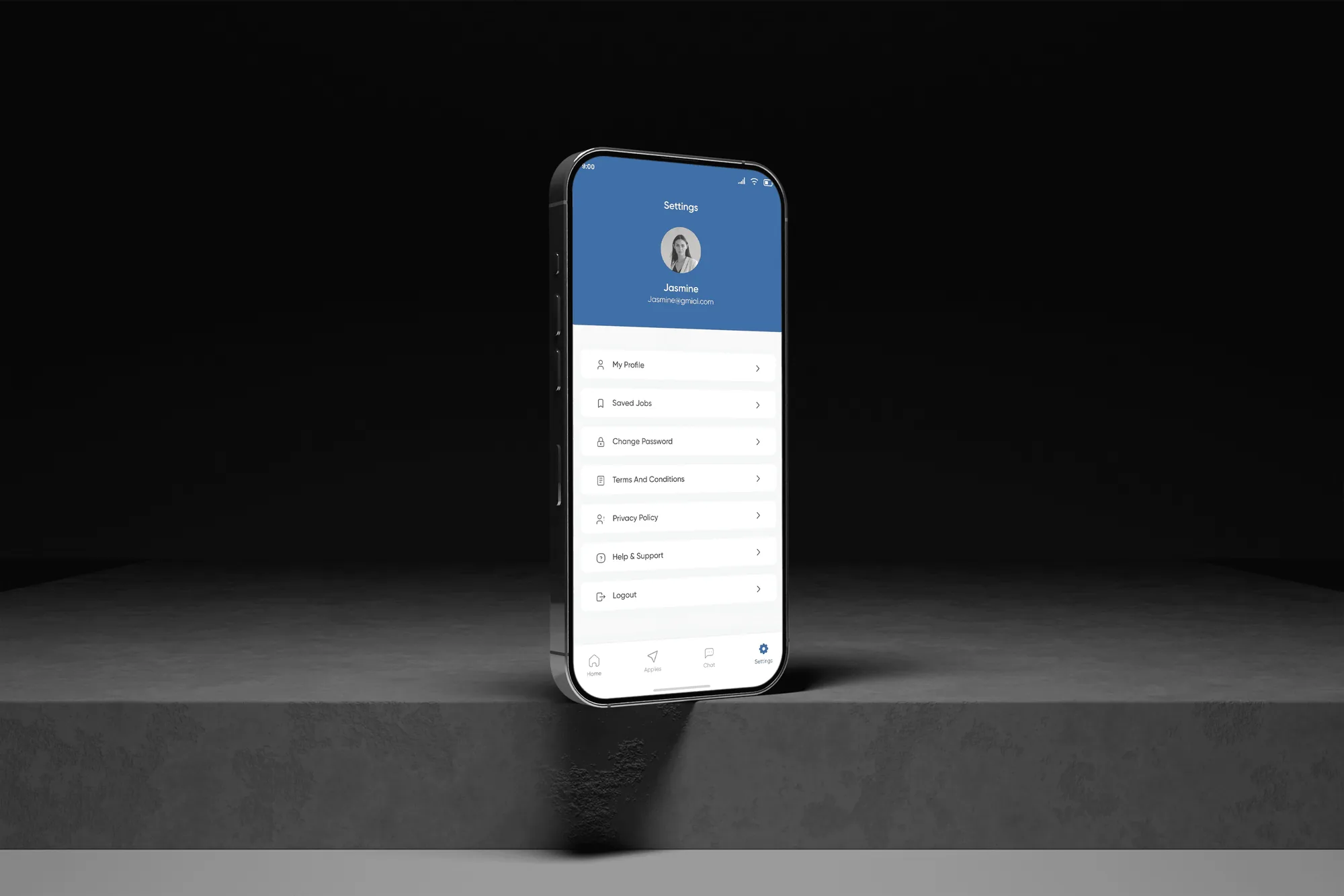 Settings screen on a phone