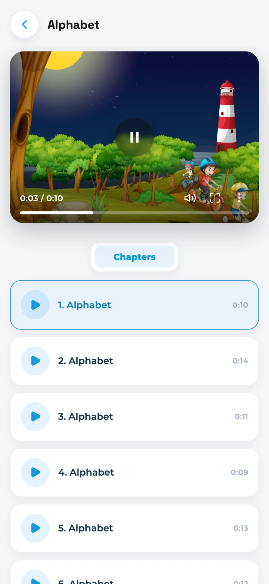Lesson video with a chapter list