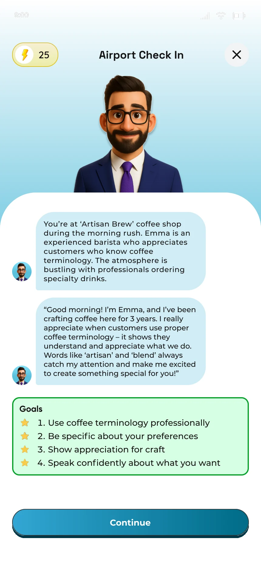 Conversation with an AI avatar