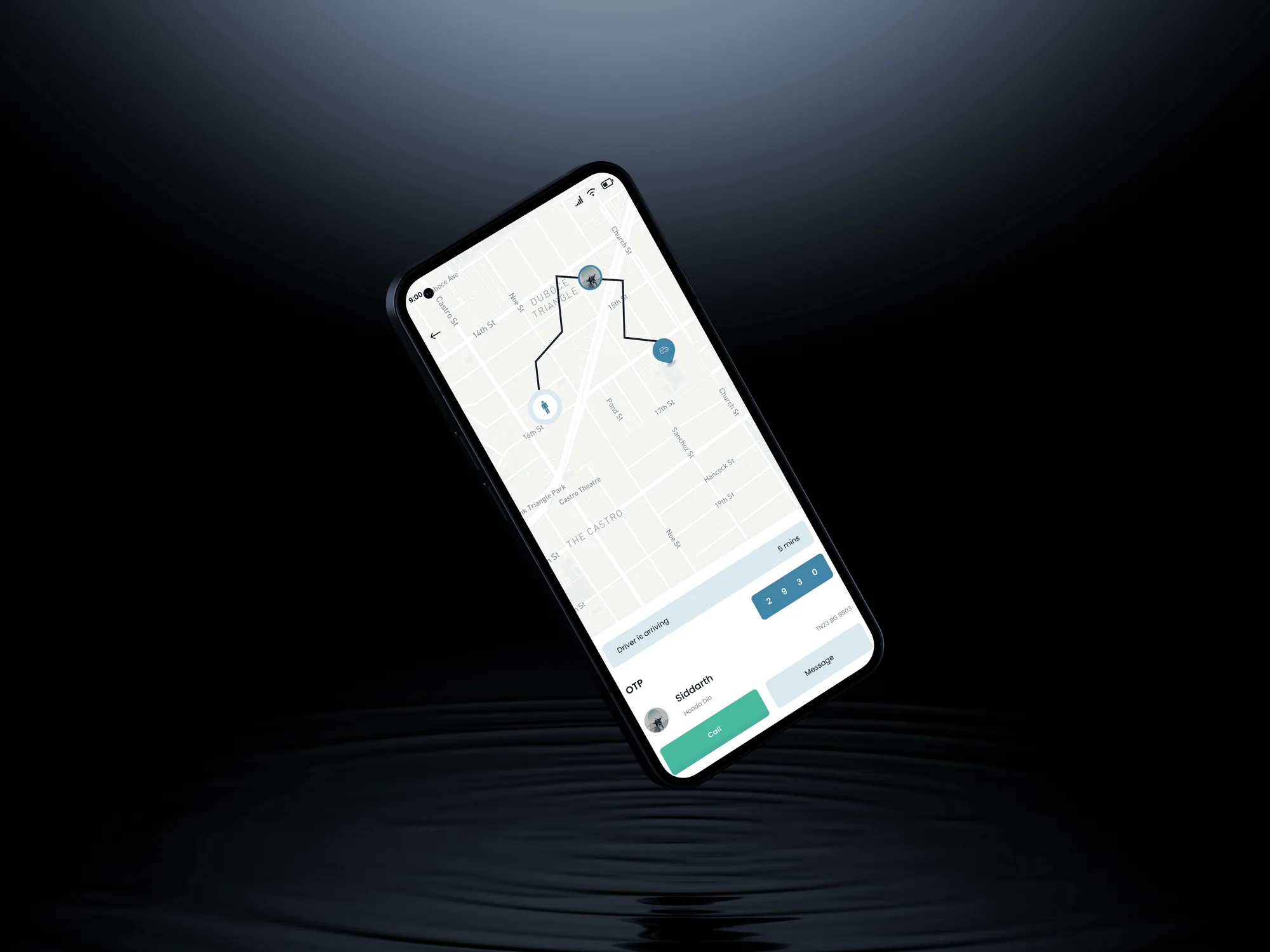 MyTrippr map and route screen on a phone