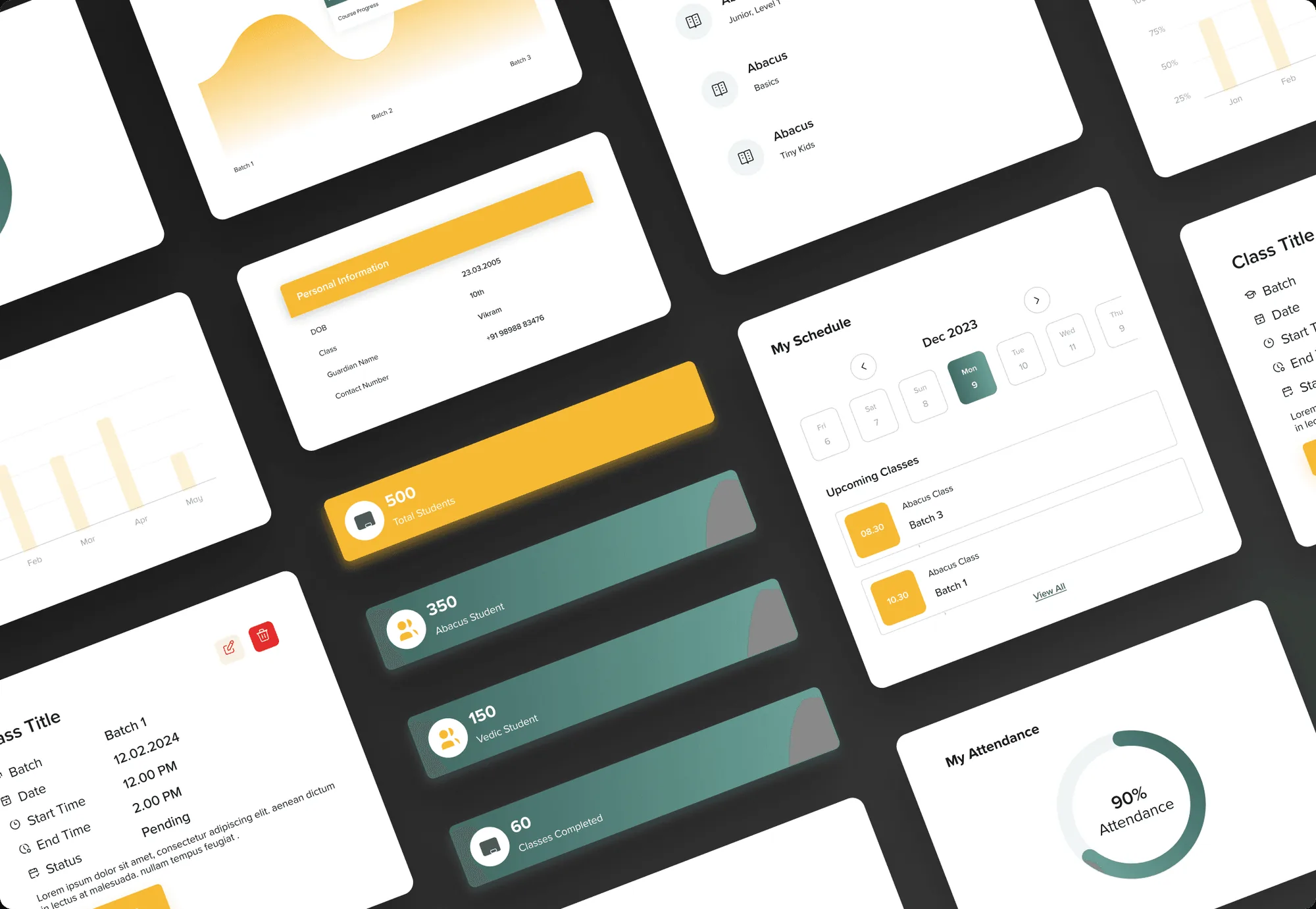 Interface components laid out on a grid